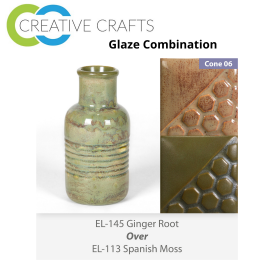 Ginger Root - EL145 over Spanish Moss EL113 Glaze Combination Ginger Root - EL145 over Spanish Moss EL113 Glaze Combination